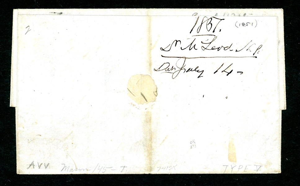 Boyd's City Express, Scott 20L7, 2c Black on Green Glazed on Folded Letter (Est $100-200)