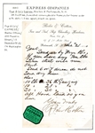 Frye and Co.s Express Label on Merchandise order, 1880 (Est $90-120)