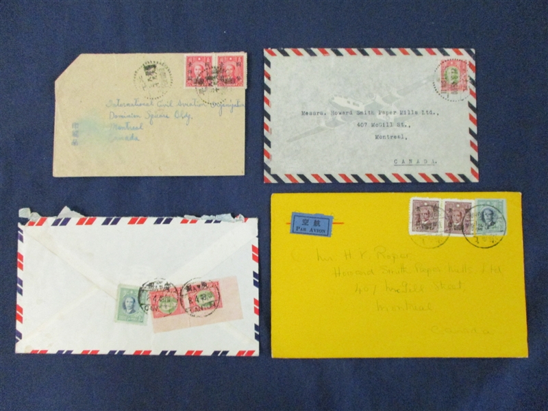 China Covers, 6 Different Sent to Montreal (Est $60-90)