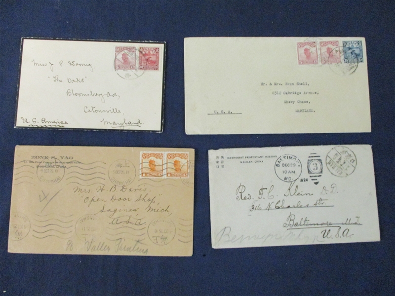 China Covers, to USA, 1920-30's, Nice variety (Est $150-200)