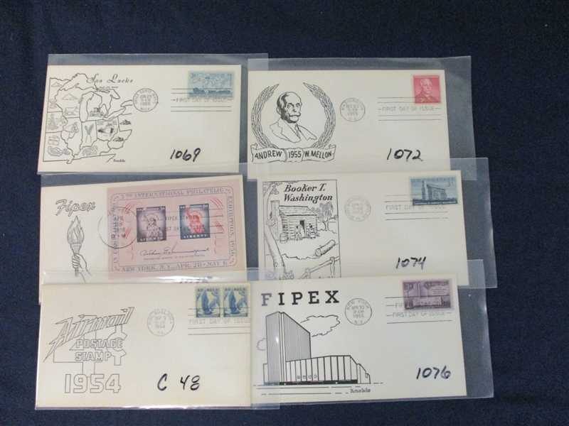 Knoble First Day Cover Group, 49 Different, 1950's (Est $160-200)