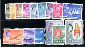 Singapore Scott 28-42 MNH Complete Set, 1955 (SCV $156)