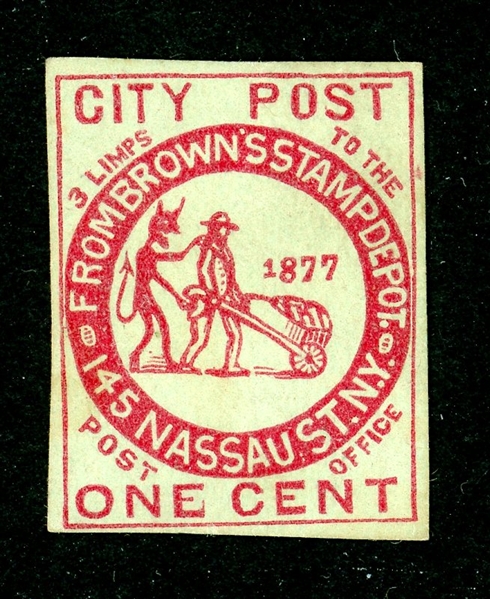 Brown's Stamp Depot New York Rare Fantasy Stamp, 1877 (Est $100-150)