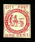 "Browns Stamp Depot" New York Rare Fantasy Stamp, 1877 (Est $100-150)