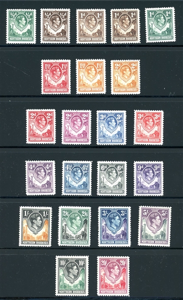 Northern Rhodesia Scott 25-45, 61-74 Unused Complete Sets (SCV $250)