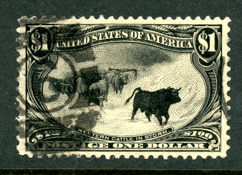 USA Scott 292 Used F-VF, $1 Cattle in the Storm (SCV $700) 
