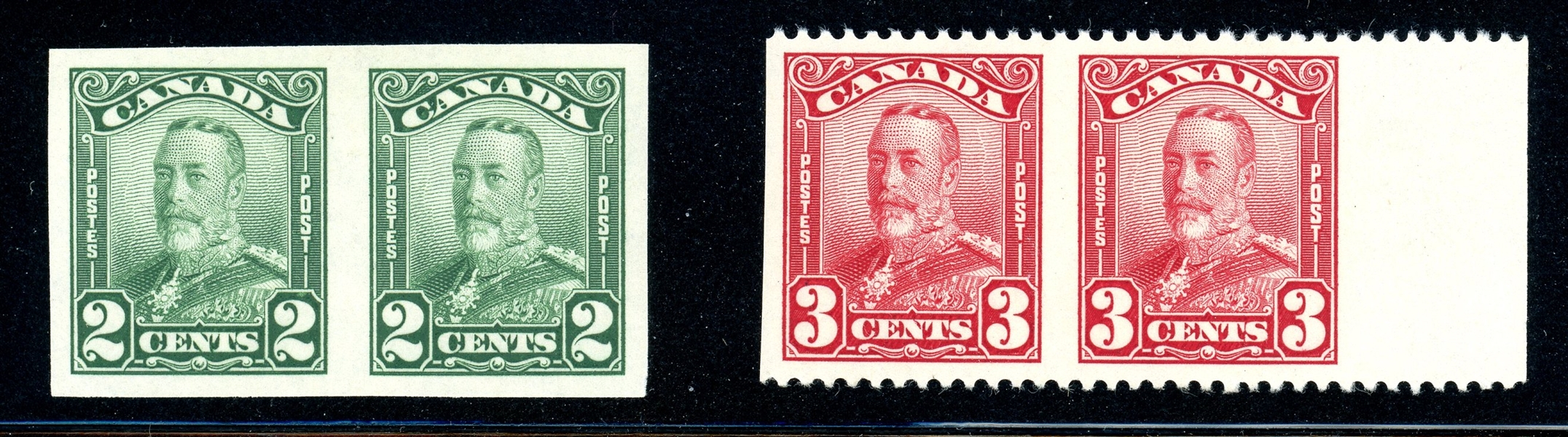 Canada Scott 150b, 151b MH VF Imperfs KGV, 1928-29 (SCV $200)