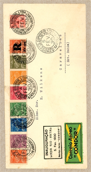 Brazil 1930 Condor Flight Cover, Semi-Official Airmail Franking (Est $90-120)