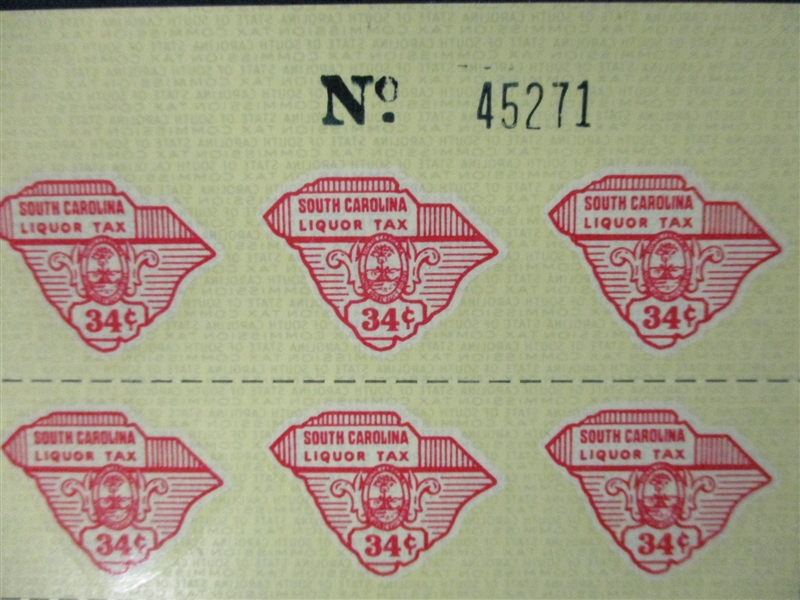 South Carolina Liquor Tax Mint Sheets of 100 (Est $175-250)