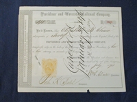 Scott RN-T4 Providence and Worcester Railroad Company Stock Certificate (Est $100-150)