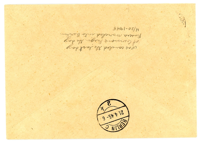 Germany B292-B293 on Registered Cover, Cancelled 4/20/1945 (Est $200-250)