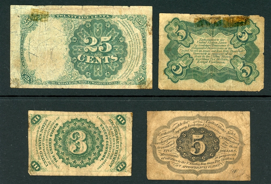 Postage and Fractional Currency, 4 Pieces (Est $50-70)