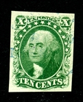 USA Scott 15 Used VF, Blue Cancel with 2022 PSE Certificate (SCV $180)