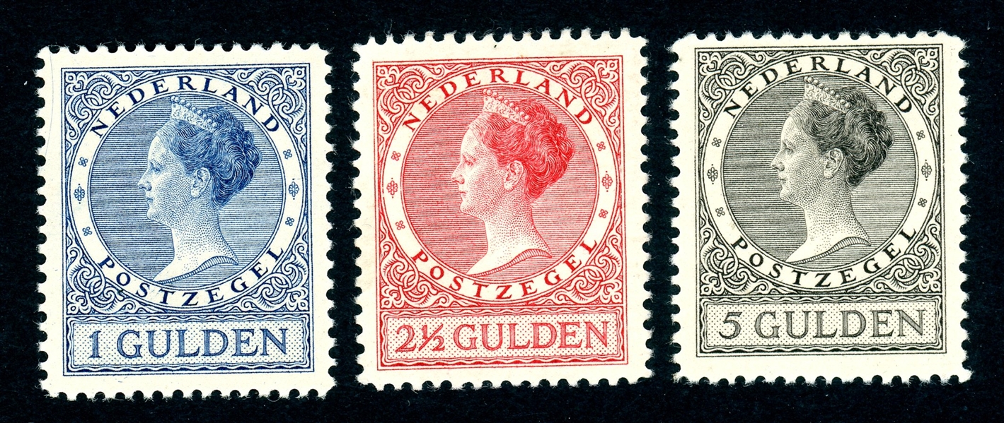 Netherlands Scott 161-163 MH Complete Set, 1925-30 Wilhelmina (SCV $258)
