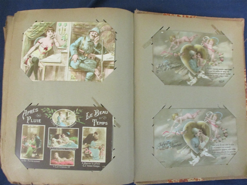 French Romantic Cards in Old Album, All in Series, 188 Different (Est $300-400)