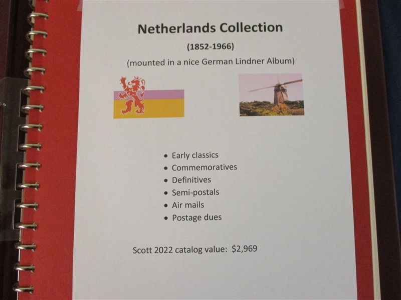 Netherlands Collection to 1966 in Nice Lindner Hingeless Album (Est $400-600)