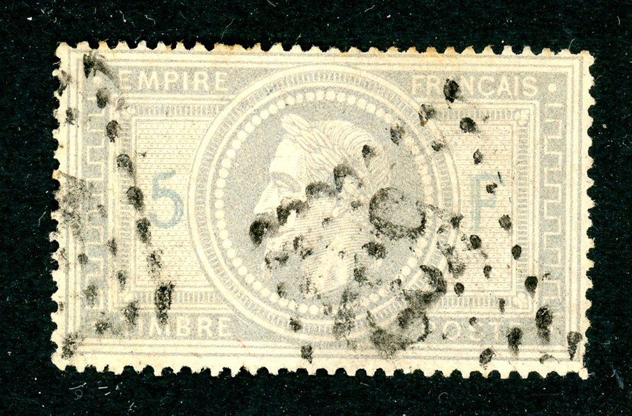 France Scott 37 Used Fine+, 1869 5Fr Napoleon III (SCV $750)
