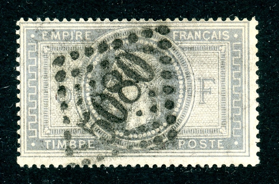 France Scott 37 Used Fine, 1869 5Fr Napoleon III (SCV $750)