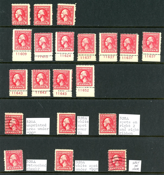USA Scott 528A MNH in Quantity with Plate Singles, 2c Offset Type IV (Est $300-400)