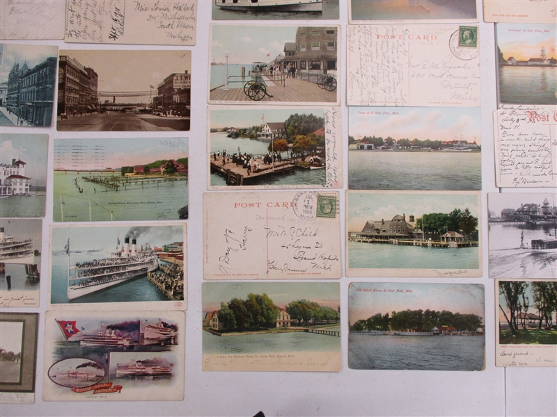 St Clair Flats, Michigan Postal History Postcard Accumulation (Est $450-500)
