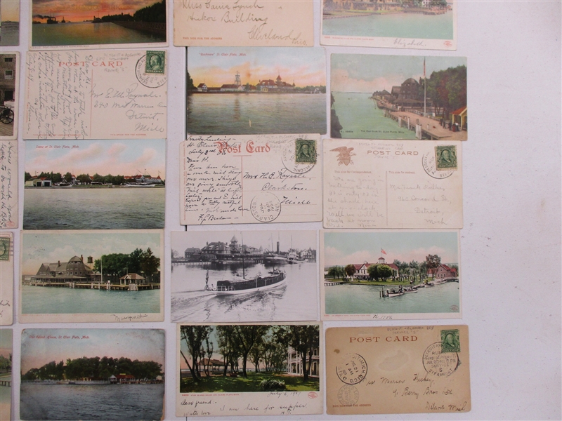 St Clair Flats, Michigan Postal History Postcard Accumulation (Est $450-500)