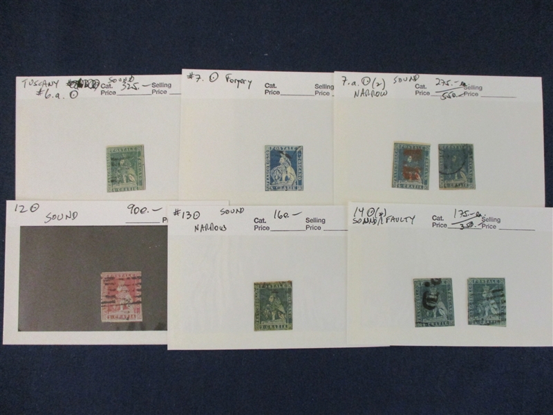 Italy and Italian States 1862-3 Embossed Issues (Est $250-350)