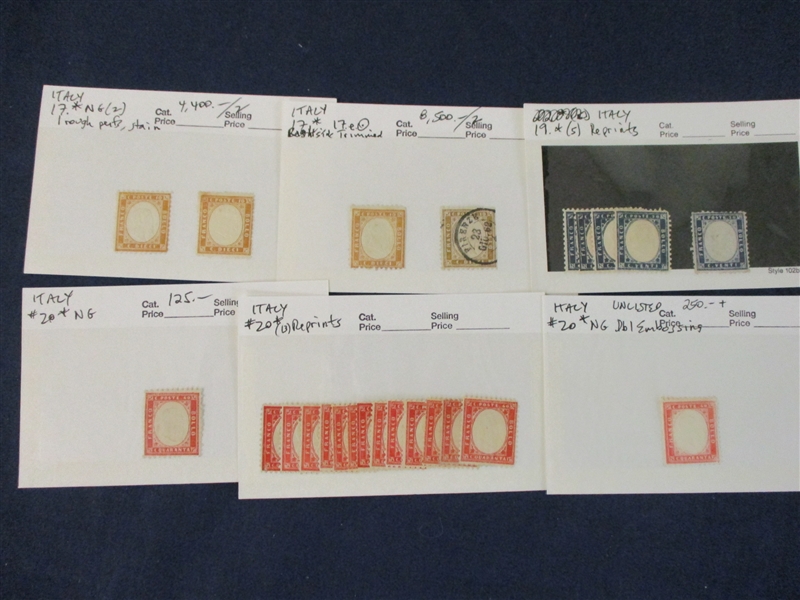 Italy and Italian States 1862-3 Embossed Issues (Est $250-350)