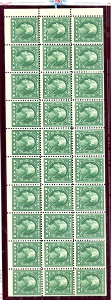 USA Scott 498f Unused Booklet Pane of 30, 1917 A.E.F. Pane (SCV $1050)