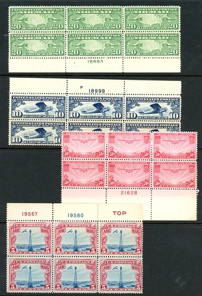USA Scott C9-C11, C22 MNH Plate Blocks, 4 Different (SCV $367)