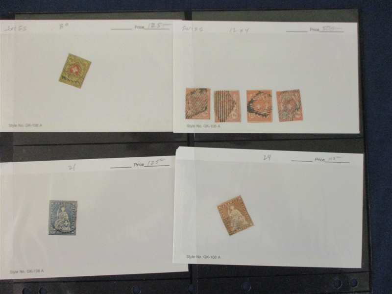 Switzerland Group of Early Used Issues (Est $400-600)
