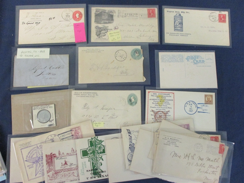 USA Postal History Lot, Most from Texas and Alaska (Est $150-200)