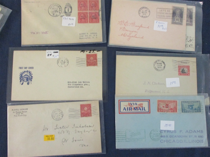Commemorative First Day Covers, 1920's (Est $200-300) 