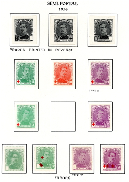 Belgium 1914 Semi-Postal Proofs, 35 Items (Est $100-200)