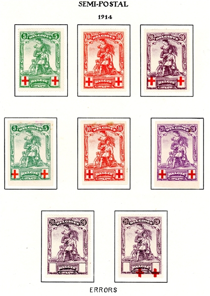 Belgium 1914 Semi-Postal Proofs, 35 Items (Est $100-200)