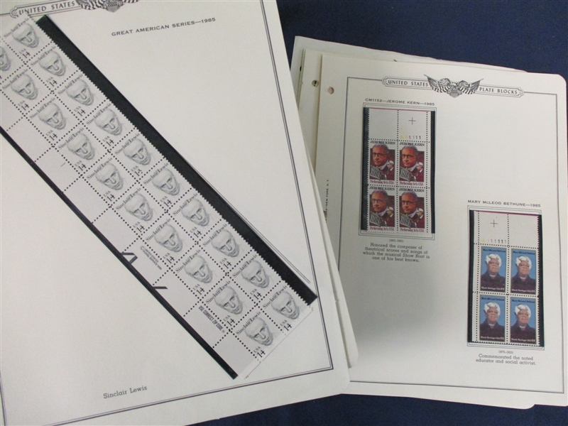 USA Plate Block Collection, 1961-1987, on Minkus Pages (Face $435)