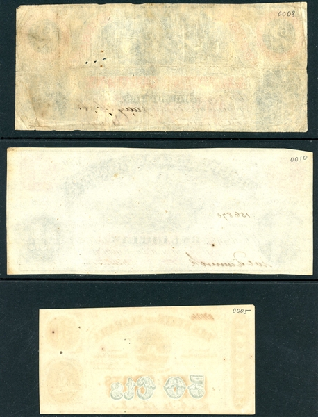 3 Different Obsolete Notes - Confederate Era (Est $90-120)