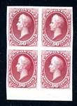 USA Scott 166P3 Plate Proof on India Paper Block/4, 90c Perry (SCV $250)