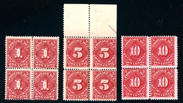 USA Scott J45, J48, J49 Mint Blocks of 4, MNH (SCV $1270)