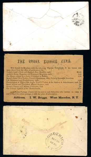 USA 19th Century Covers with 10¢ Frankings to Canada (Est $120-180)