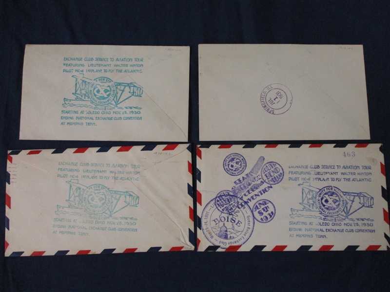 Walter Hinton Signed Airmail Covers, 1931, Qty 9 (Est $300-400)
