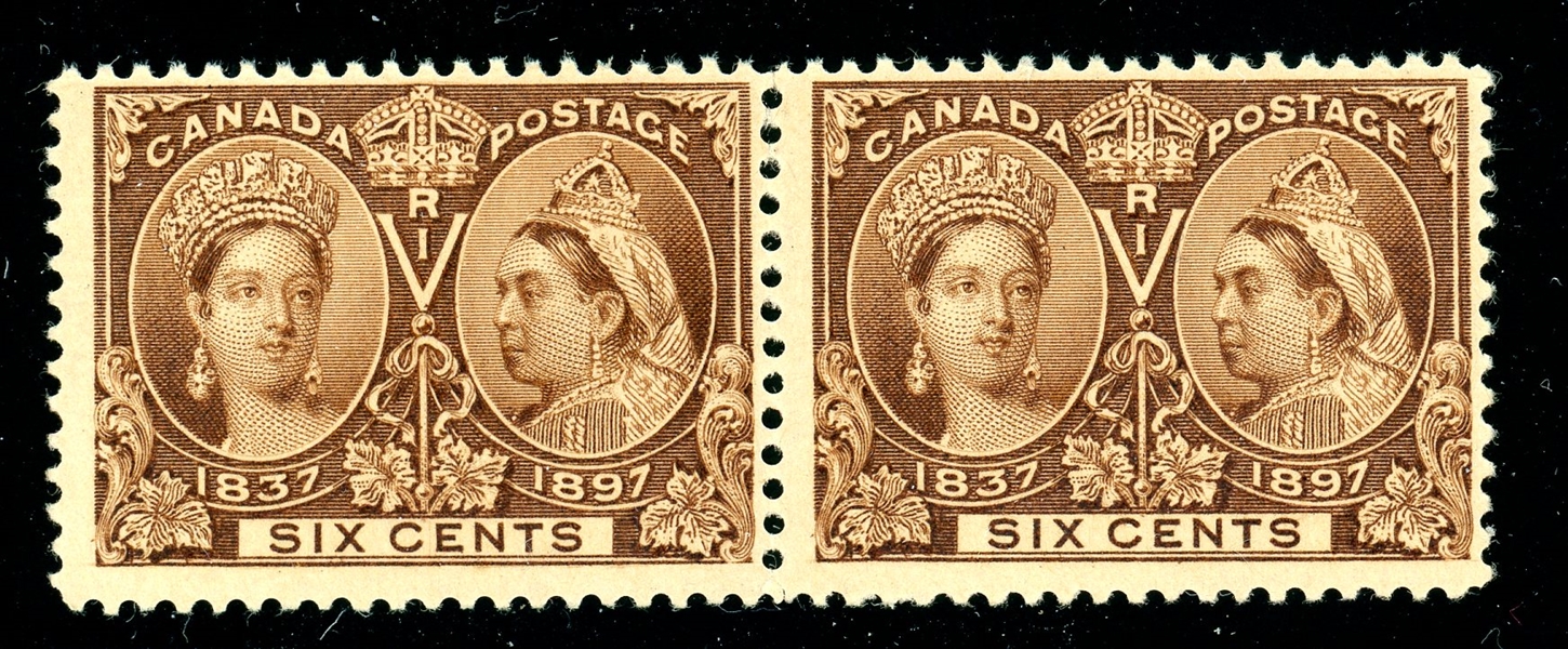 Canada Scott 55 MNH Pair Fine, 6c Jubilee (SCV $1150)