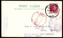 Spain 1930 Zeppelin Card, Flight LZ-127, Spain to Brazil (Est $60-100)