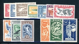 Greece Airmail Complete Sets, MH include Zeppelins (SCV $295)