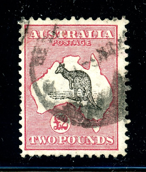 Australia Scott 15 Used F-VF, 1913 £2 Kangaroo (SCV $3400)