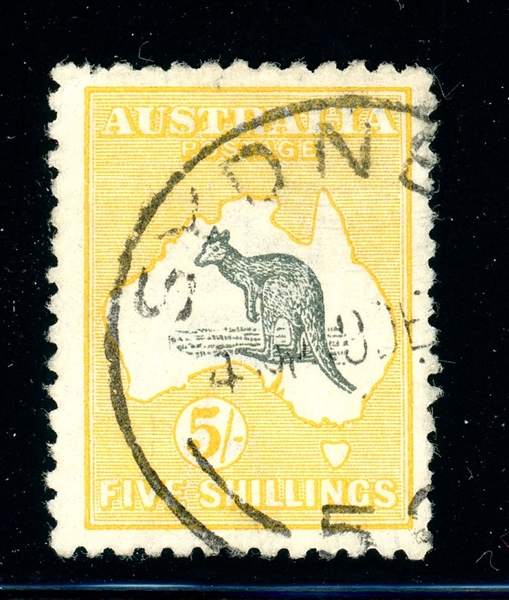 Australia Scott 44 Used F-VF, 1915 5sh Kangaroo (SCV $300)