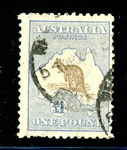 Australia Scott 56 Used Fine+, 1916 £1 Kangaroo (SCV $1750)