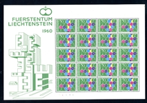 Liechtenstein Scott 356 Complete Sheet MNH, 1960 Europa (SCV $1100) 