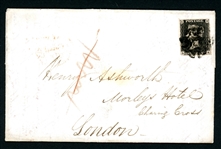 Great Britain Scott 1 on 1841 Folded Letter 1840 (SCV $750)