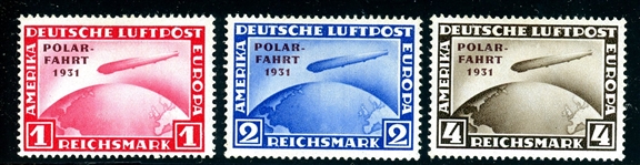Germany Scott C40-C42 MHR Complete Set - Polar Zeppelin Flight (SCV $710)