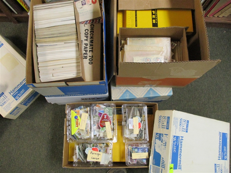 5 Large Boxes - Lots and Lots of Stamps Plus More - OFFICE PICKUP ONLY!